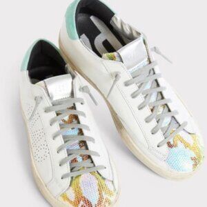 P448 John Camo Glitter Camo Tongue Low Top Sneakers White/Green Size 39/8.5